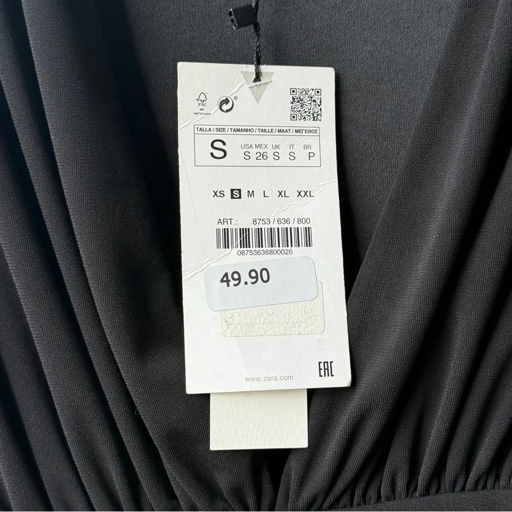 ZARA Black Ruched Dress - Picture 6 of 9